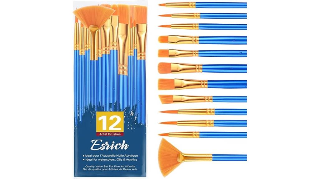 12 piece watercolor oil brushes