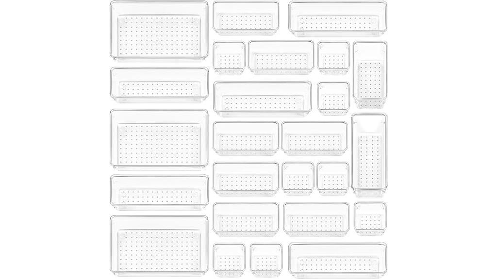 25 piece plastic drawer organizers