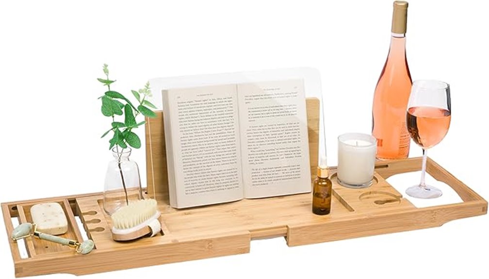 adjustable bamboo bathtub tray