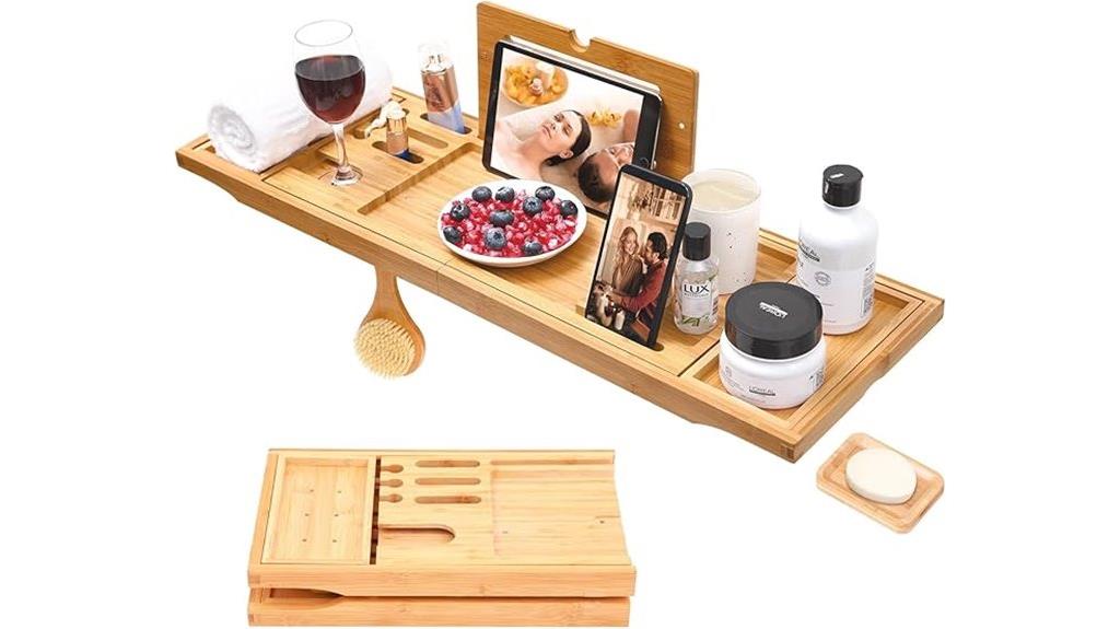 adjustable bamboo bathtub tray