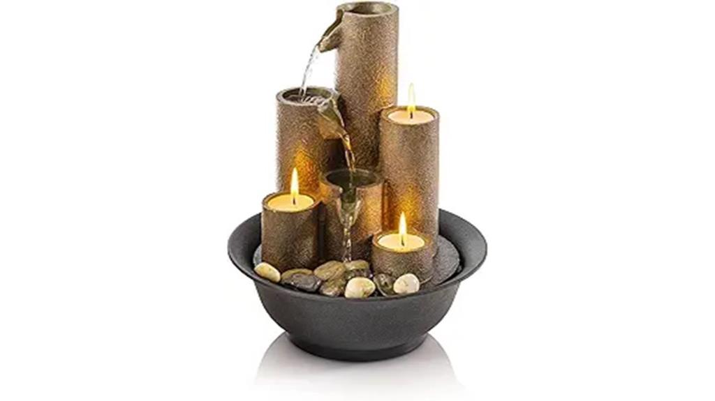 alpine fountain with candles
