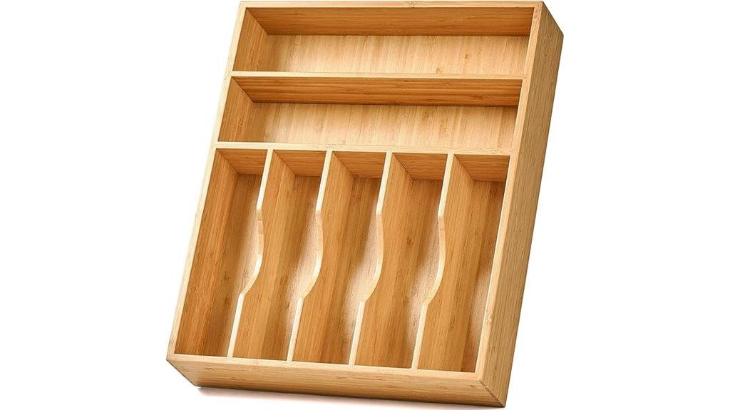 bamboo 7 slot drawer organizer