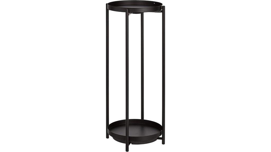 black two tier metal plant stand