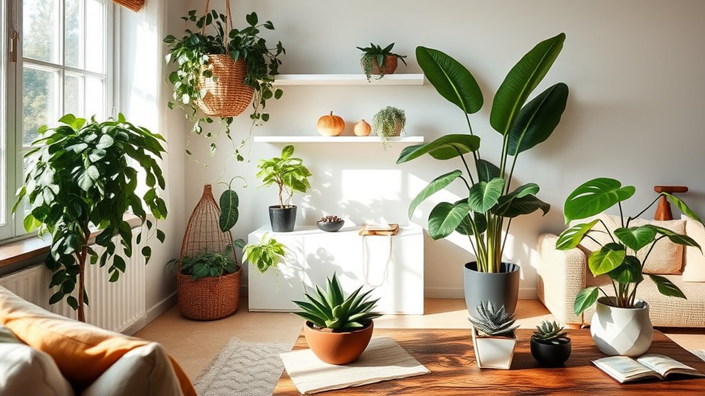 create balanced indoor plant arrangements