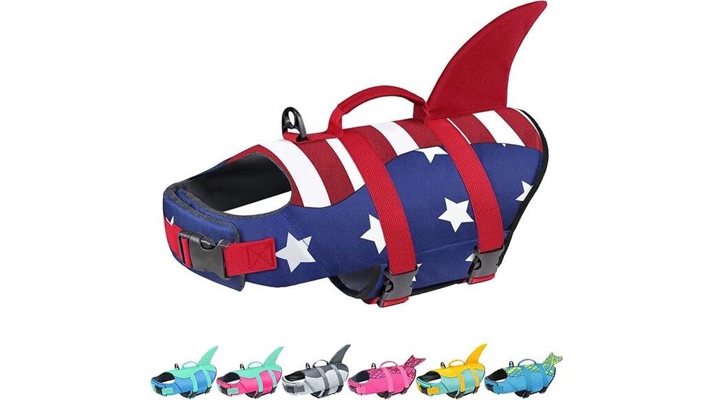 dog life jacket with shark design