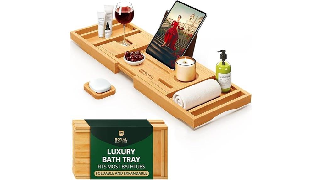 elegant wooden bathtub caddy