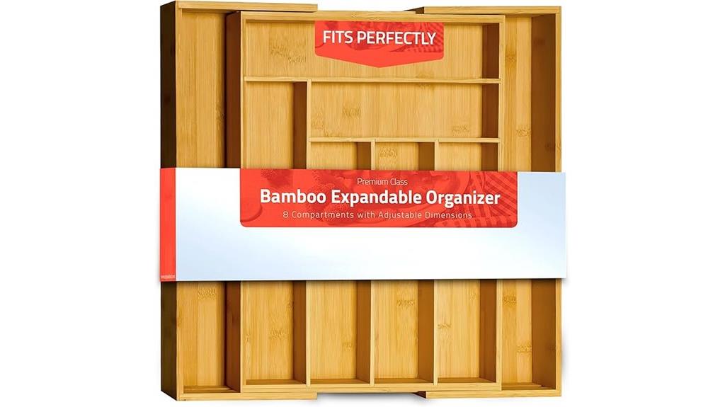 expandable bamboo silverware organizer