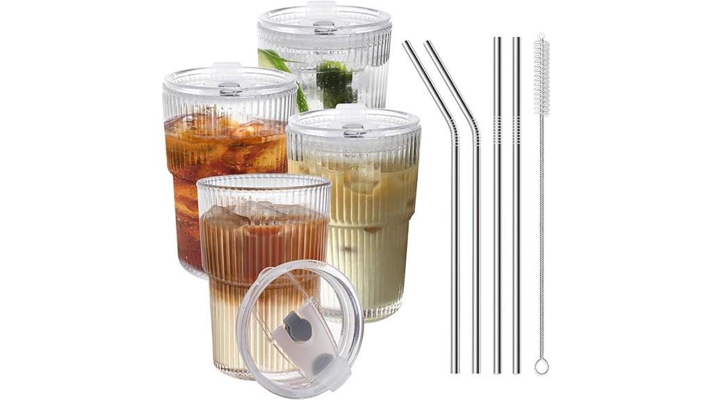 four 16 oz iced coffee cups
