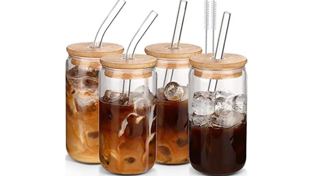 glass cups with lids