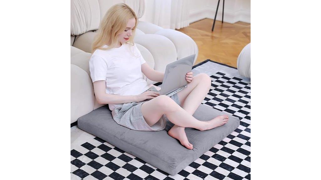 gray velvet meditation cushion