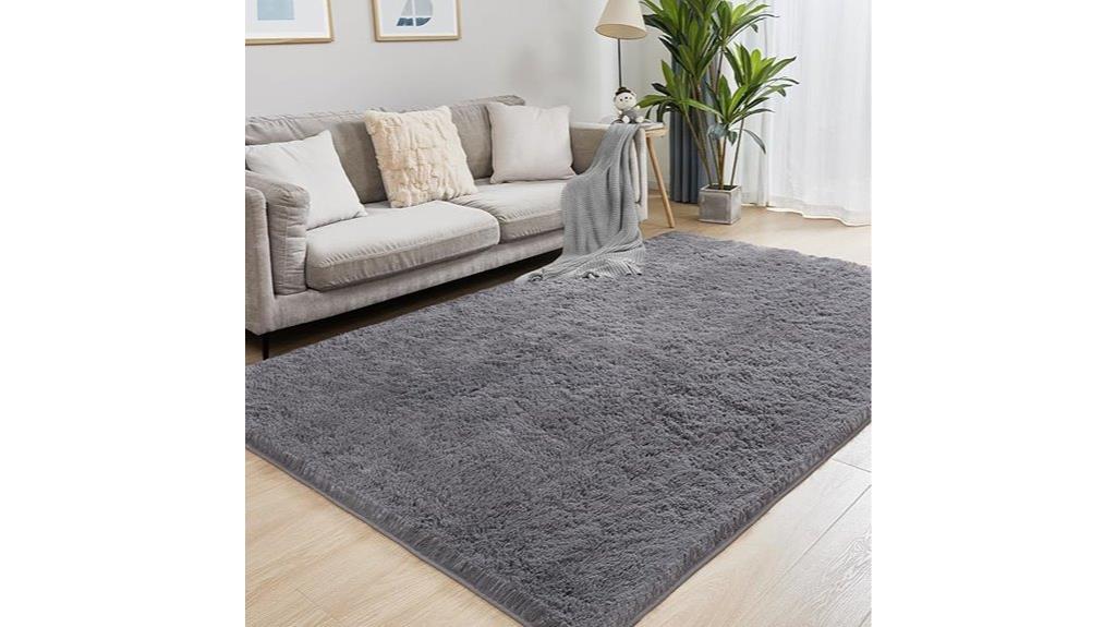 grey plush indoor rug