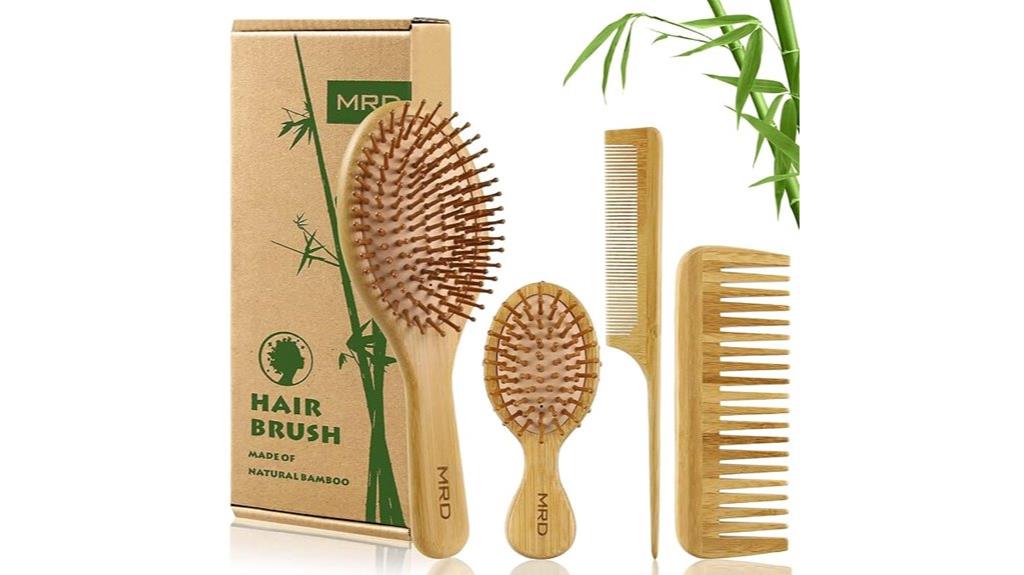 hairbrush and bamboo comb set
