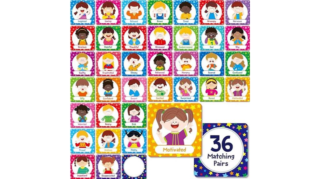 kids emotions matching card game