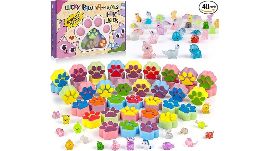 kids paw shaped bath bombs