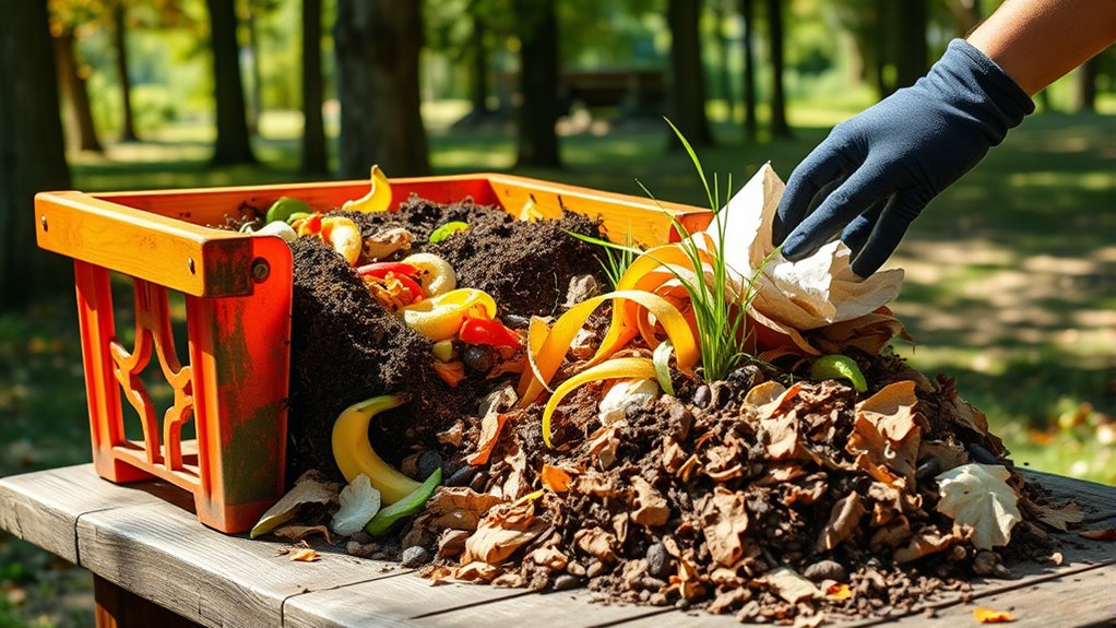 kitchen scraps into soil