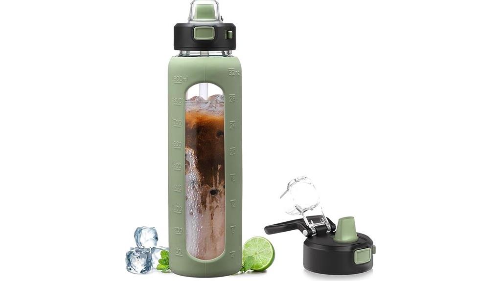 large glass water bottle