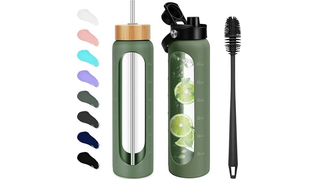 large glass water bottle