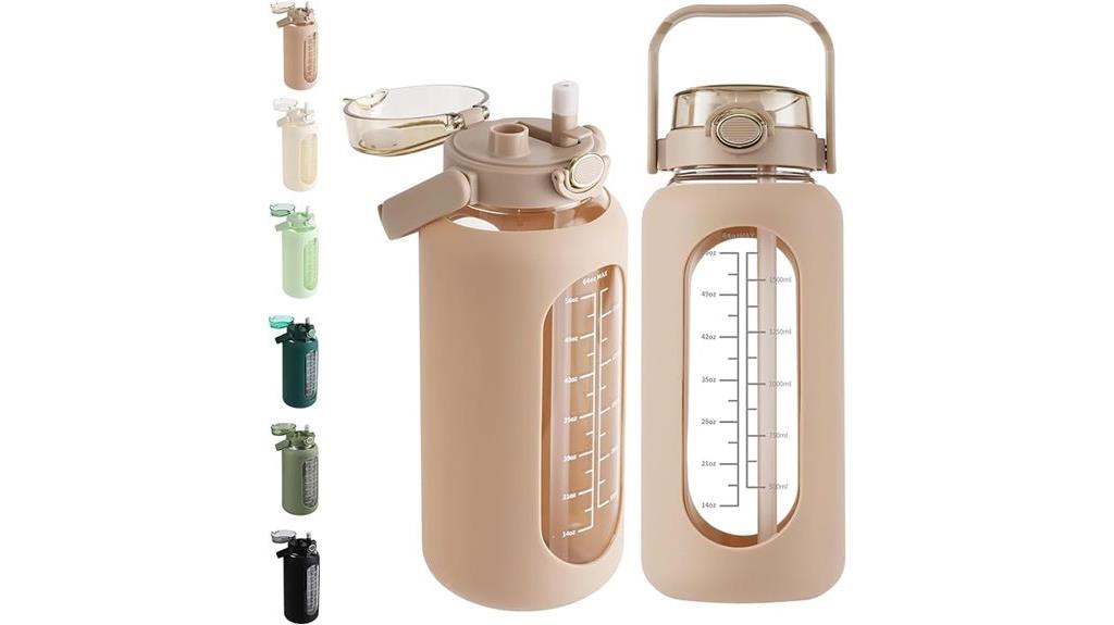 large glass water bottle