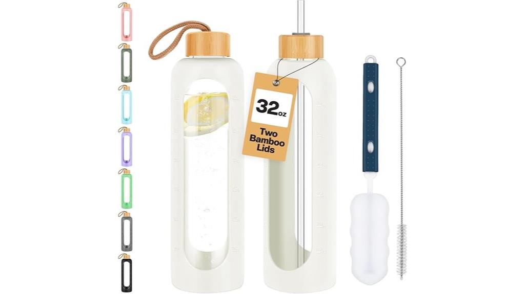 large glass water bottle