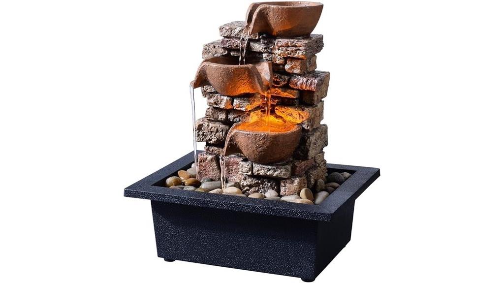 led lit 3 tier rock fountain