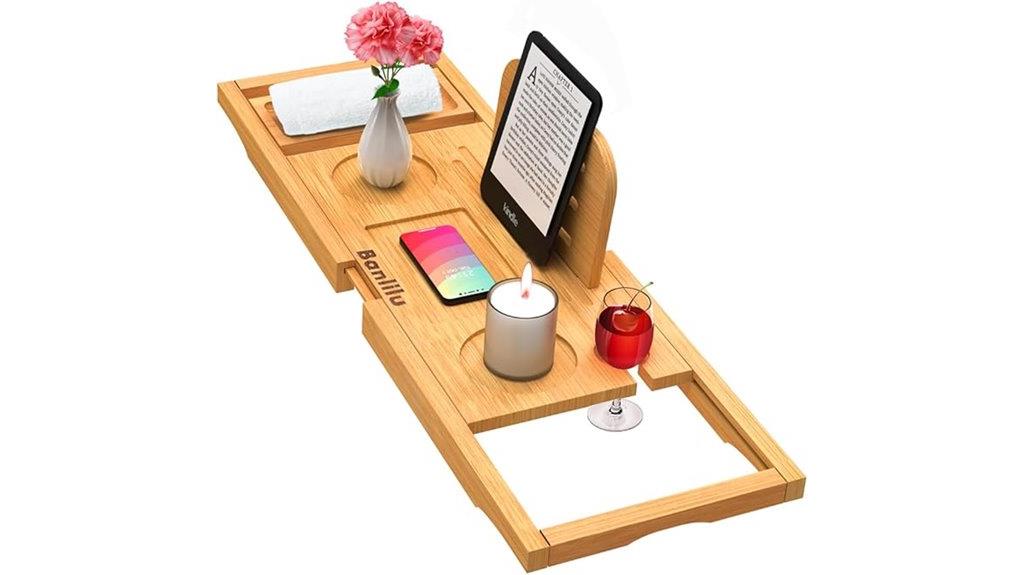 luxurious bamboo bathtub caddy