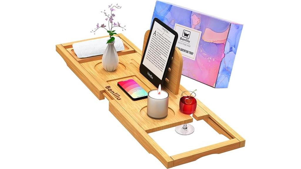 luxury bamboo bathtub tray