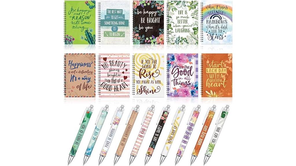 motivational journals and pens
