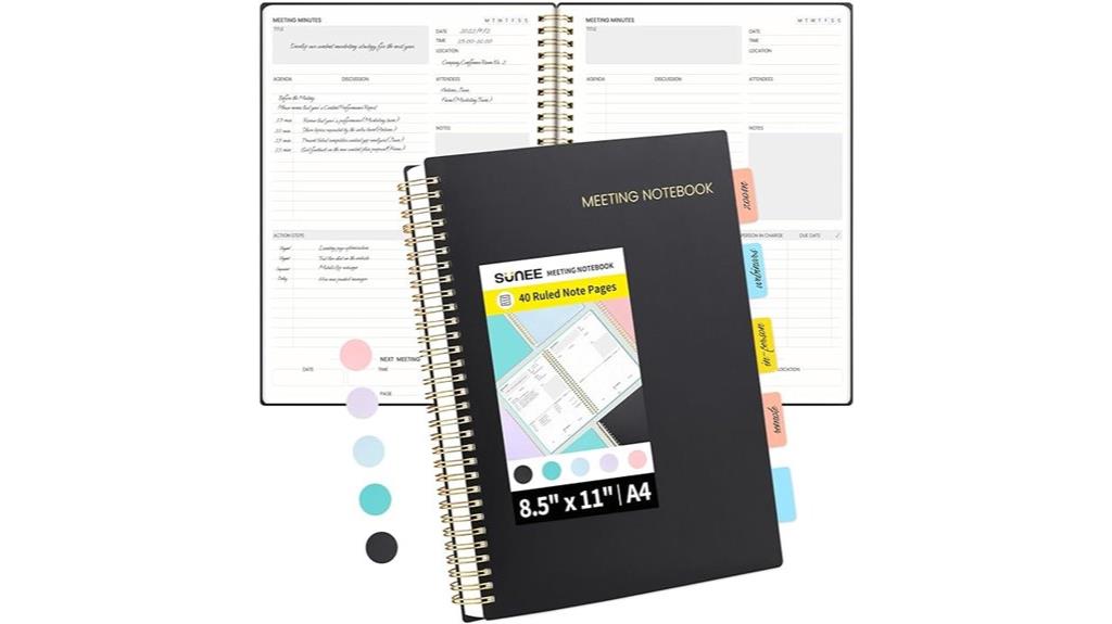 notebook with sticky tabs