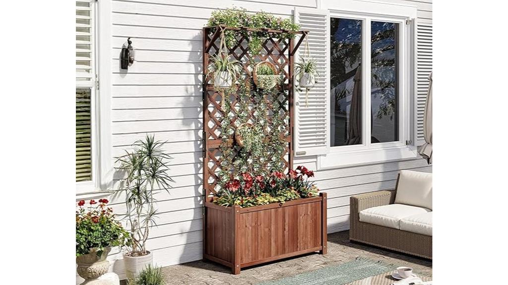 raised garden bed with trellis