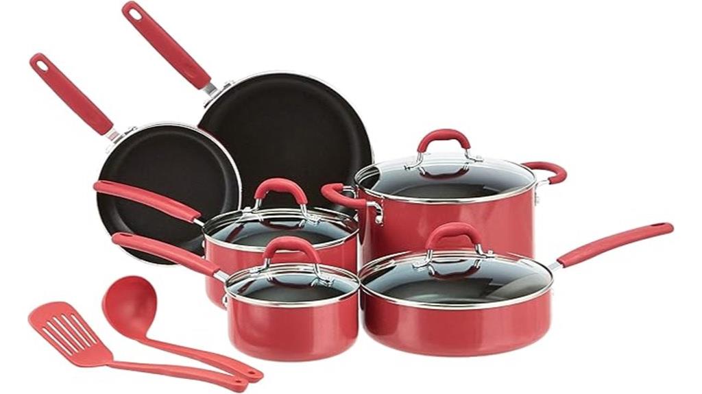red aluminum cookware set