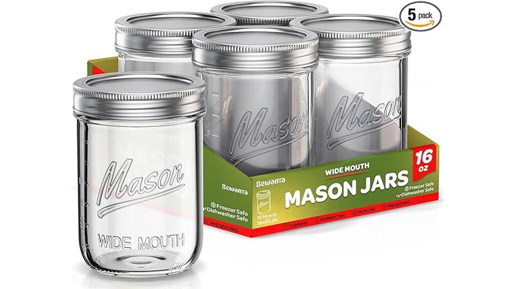 set of five 16 oz jars