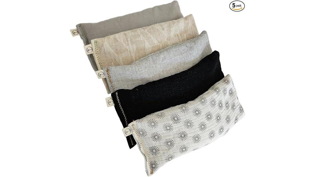set of five scented pillows