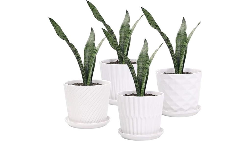 set of four ceramic planters