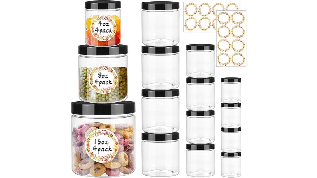 set of leakproof plastic jars