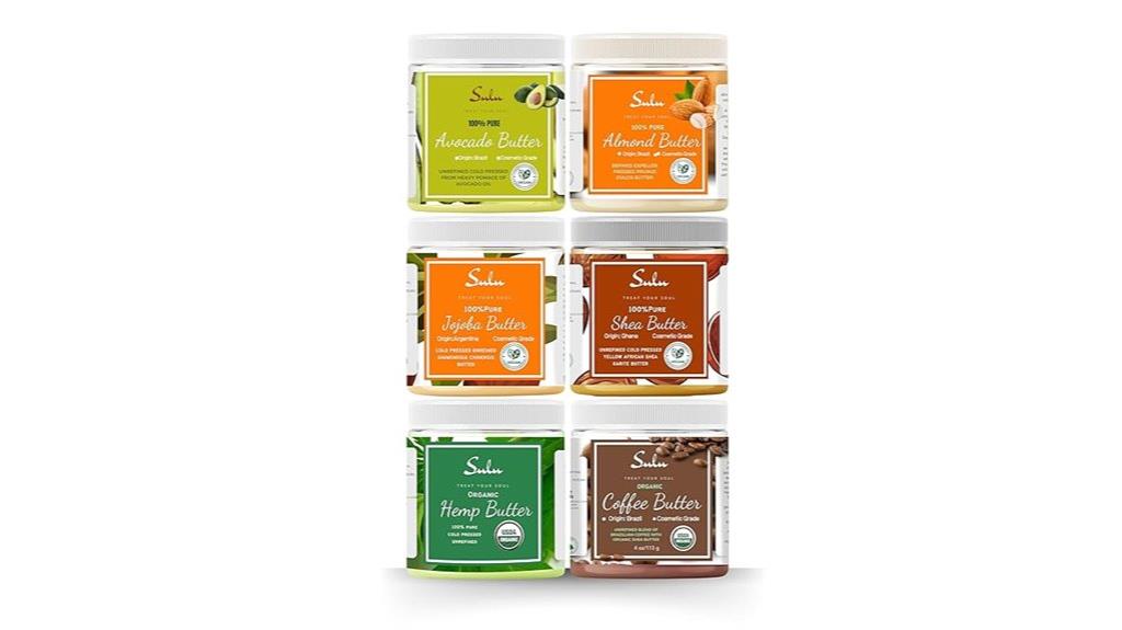 set of six organic butters