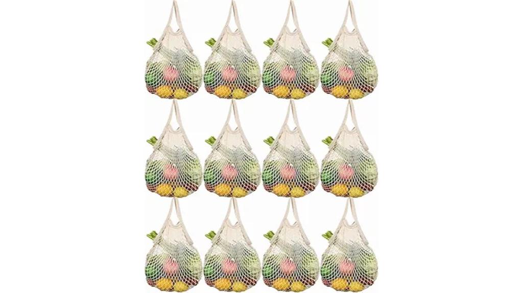 set of twelve reusable mesh grocery bags