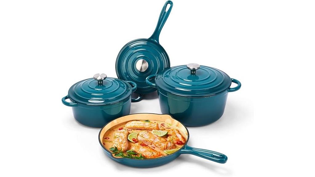 seven piece enameled cookware