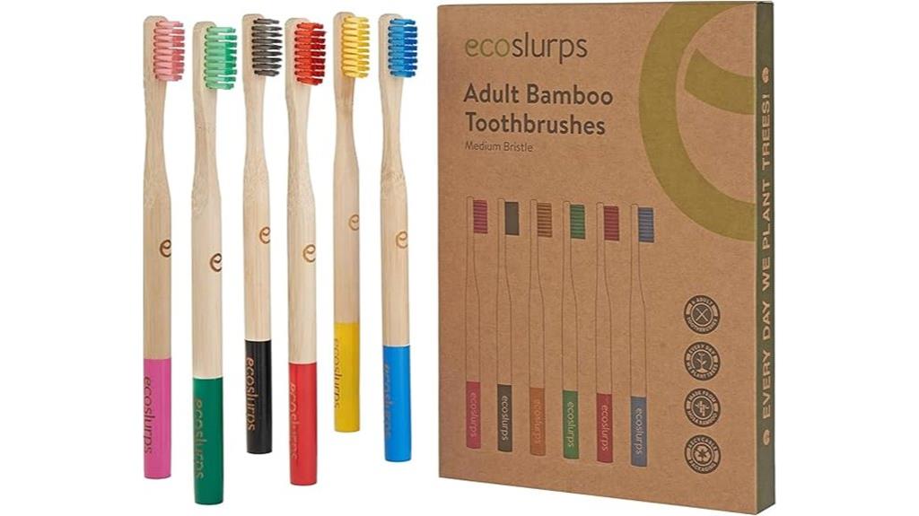 six bamboo toothbrushes pack