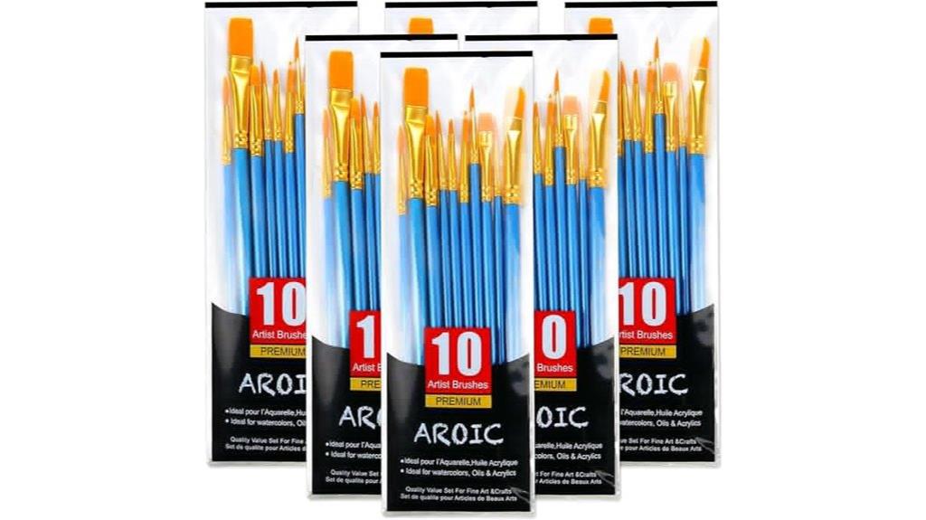 six pack nylon paint brushes