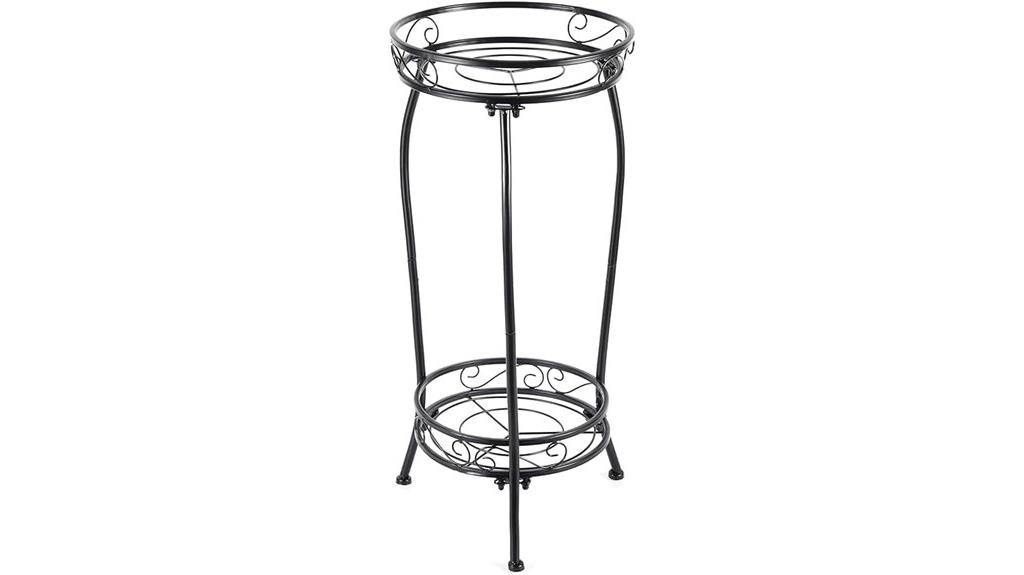 tall black metal plant stand