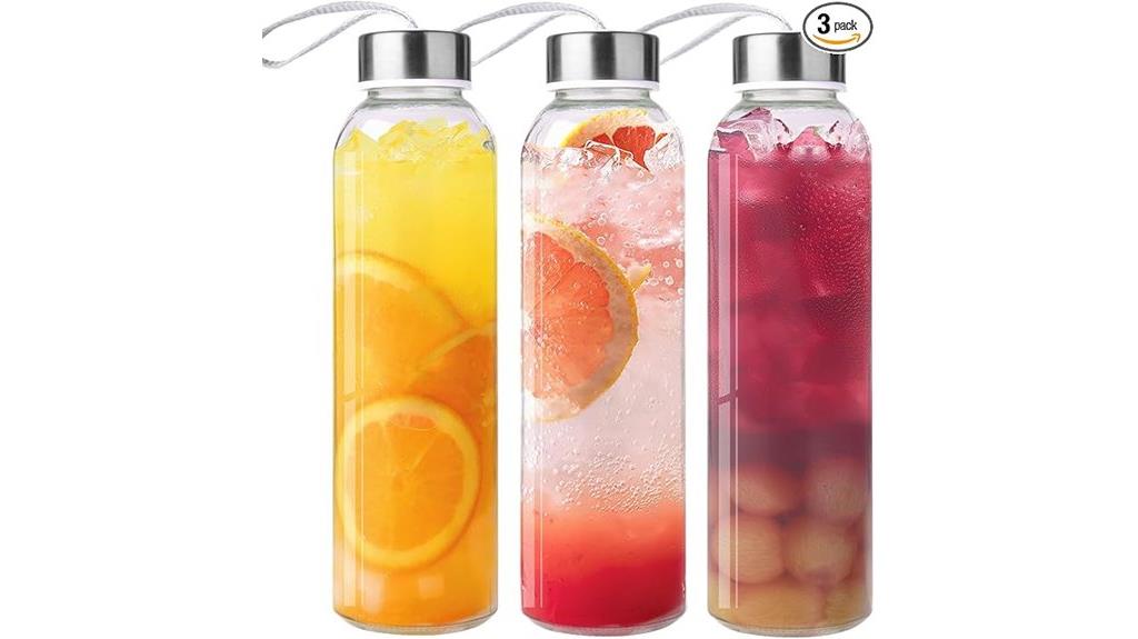 three glass bottles