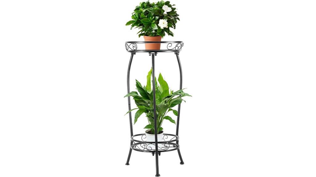 two tier metal plant stand