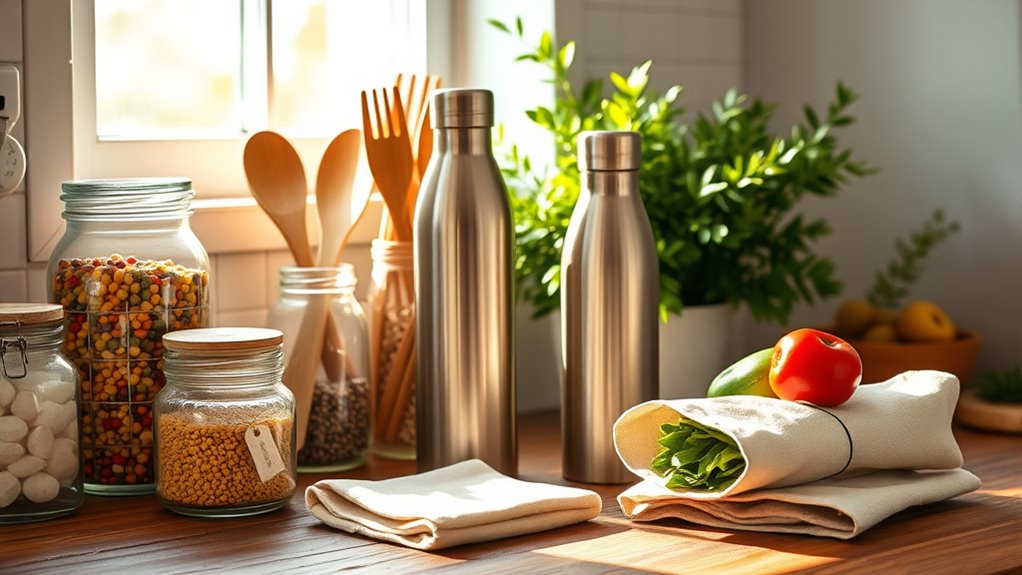 use reusable bags and containers