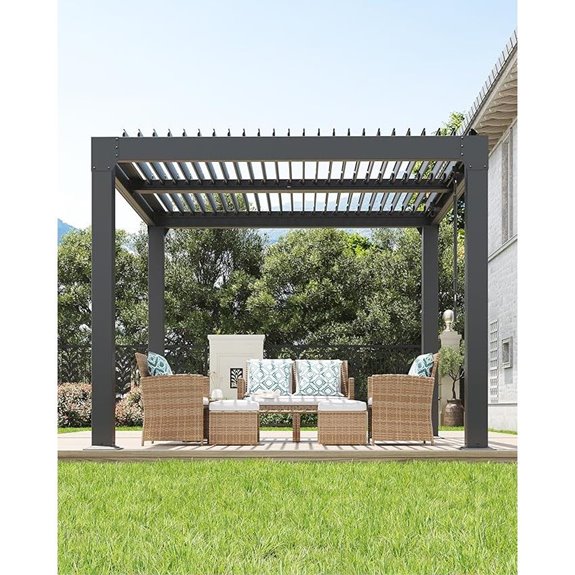GarveeLife 10 ft Louvered Pergola with Roof