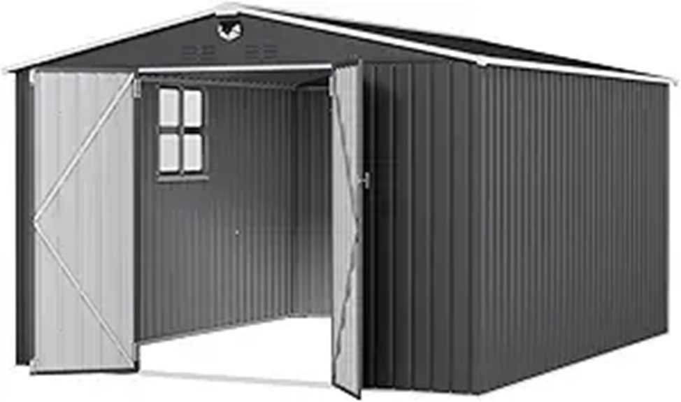 10x12 FT Metal Outdoor Storage Shed with Lock