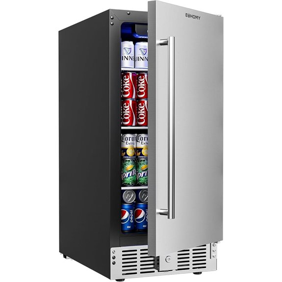 EUHOMY 15-Inch Beverage Refrigerator with Stainless Steel Door