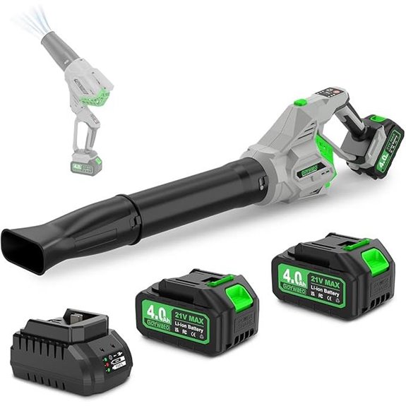 21V Cordless Leaf Blower with Batteries and Turbo Mode