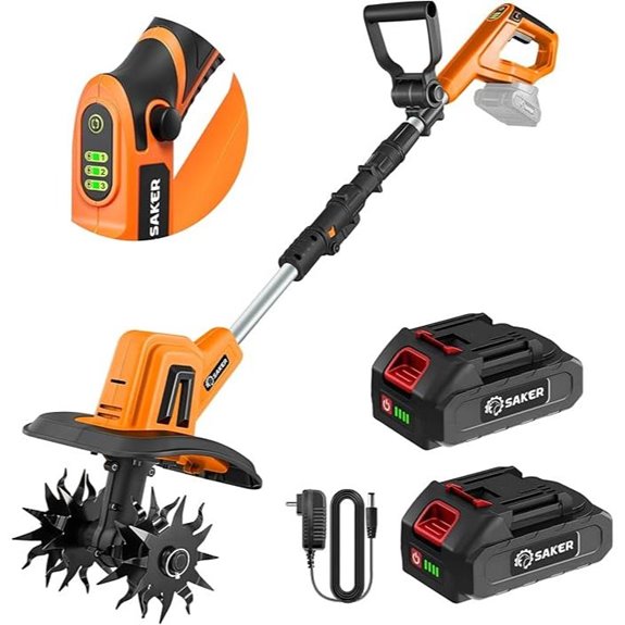 Saker 22V Cordless Garden Tiller with Adjustable Speed