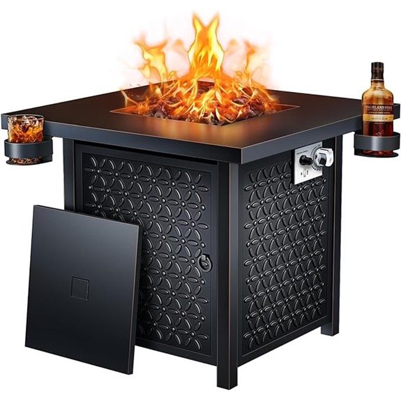 Ciays 32-Inch Outdoor Gas Fire Pit with Lava Rock