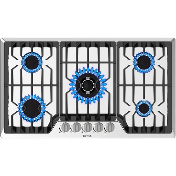 36-inch Gas Cooktop with 5 Sabaf Burners